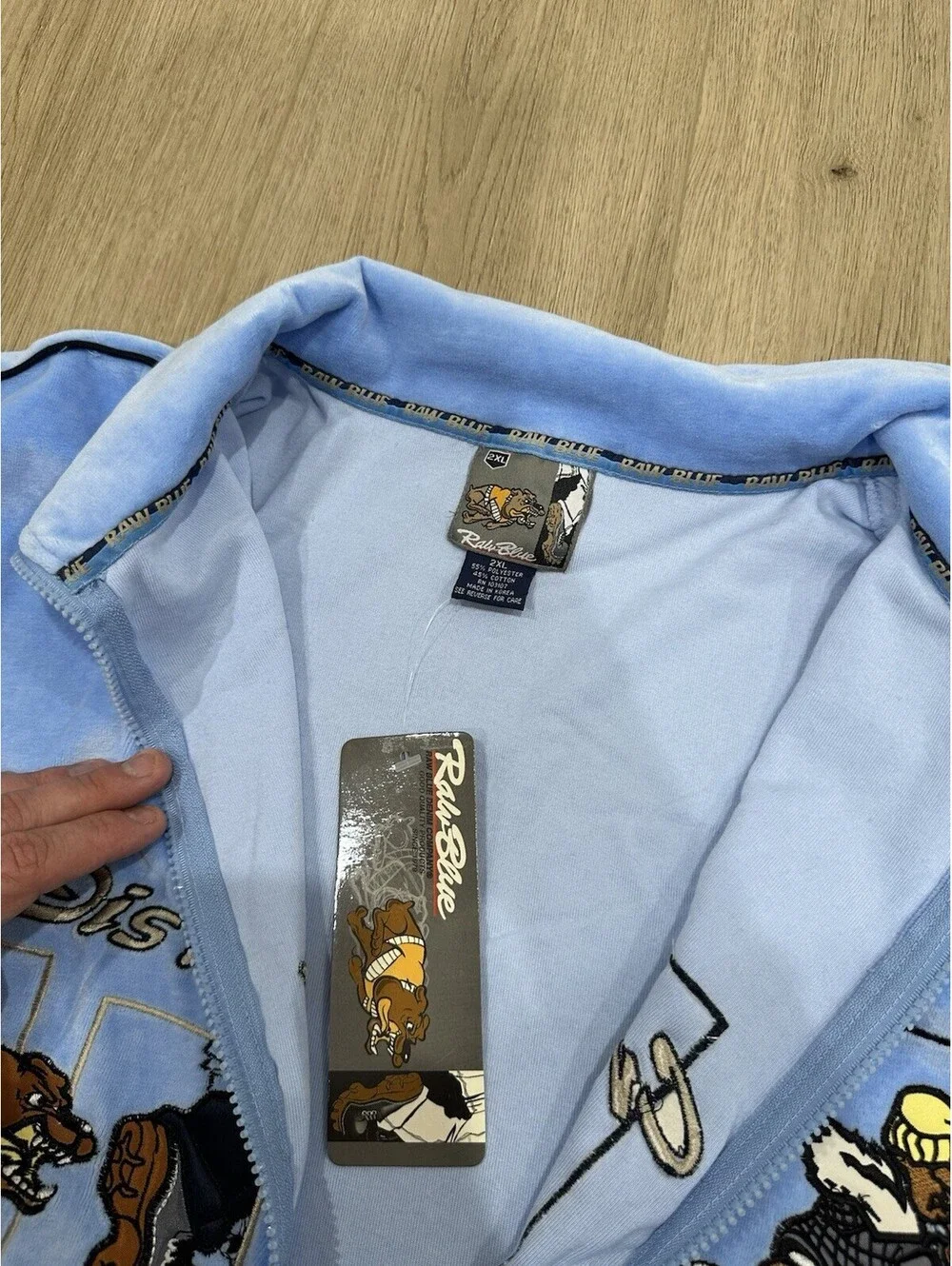Raw Blue Tracksuit Mens 2XL/3XL Blue Y2K Hip Hop Zip Streetwear Skate